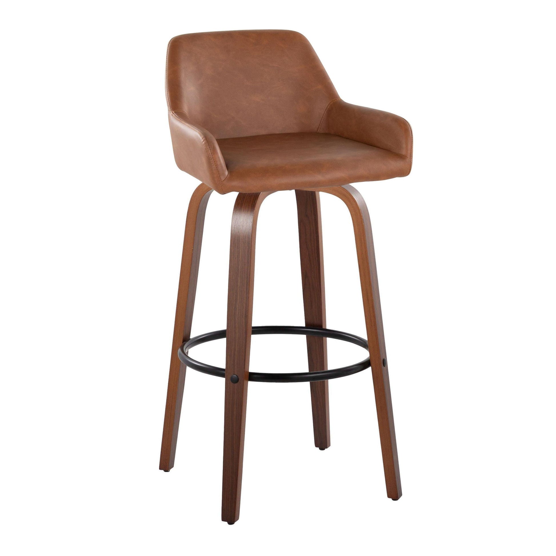 Daniella - Contemporary Fixed Height, Barstool & Swivel And Round Footrest (Set of 2) Lumi Source