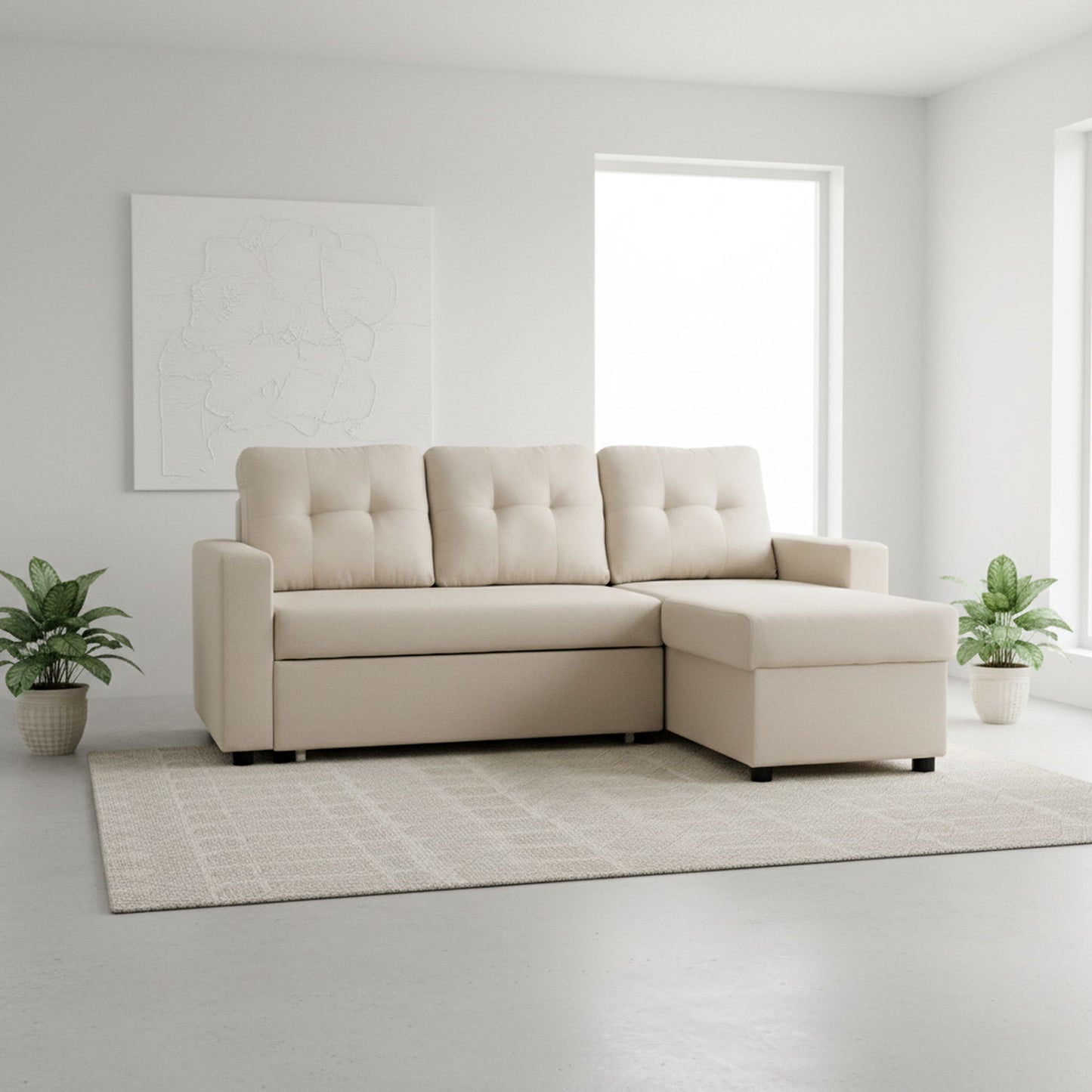 Convertible L Shaped Sectional Sleeper Sofa Bed, Saving Pull Out Couch US Pride