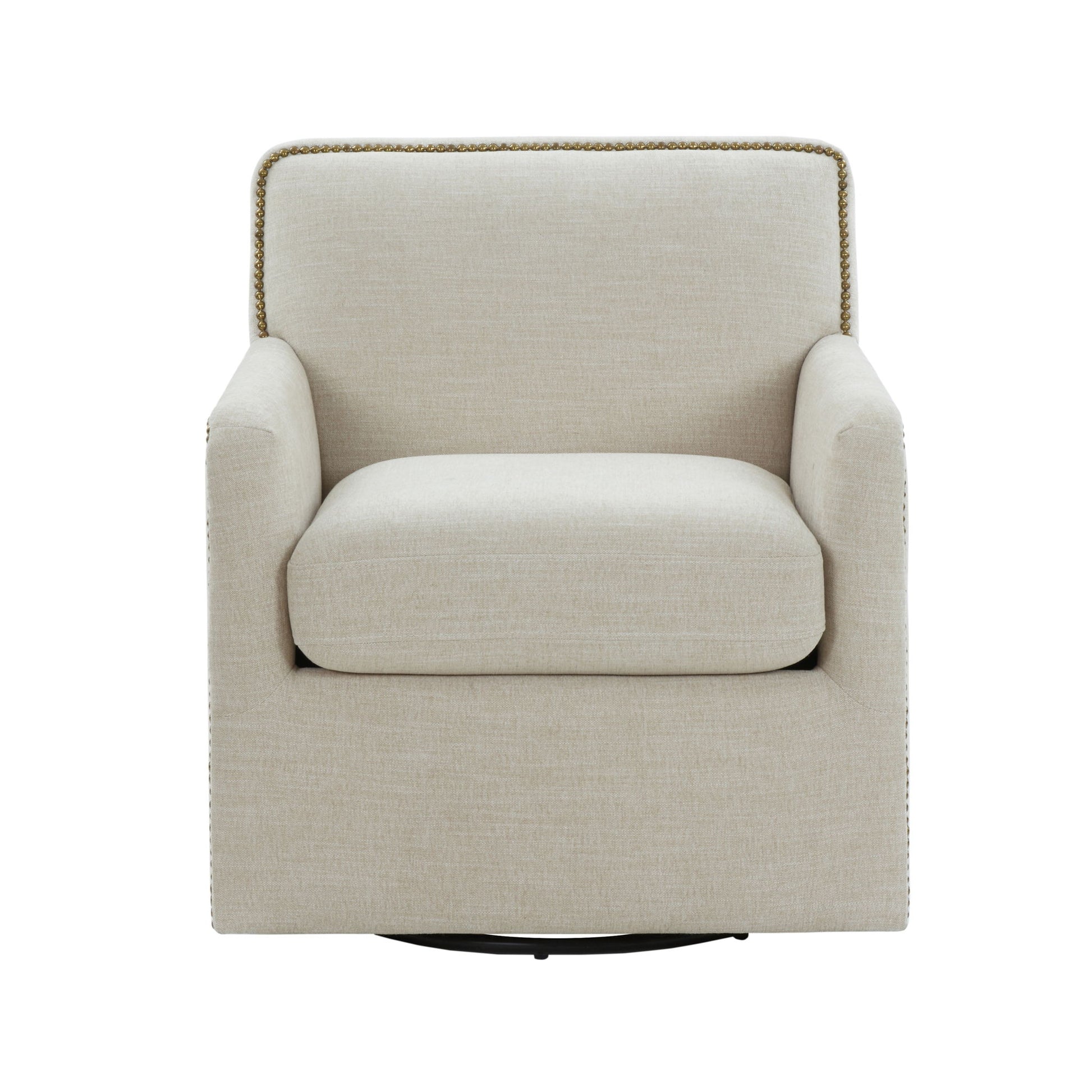Tolland - Swivel Accent Chair With Antique Brass Nailhead Trim - Beige Ridgecrest Home