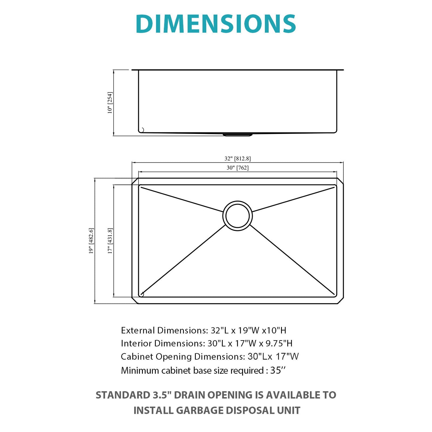 Gold Finish Undermount Stainless Steel Kitchen Sink 32" X 19" 16 Gauge Deep Single Bowl Daily Nest