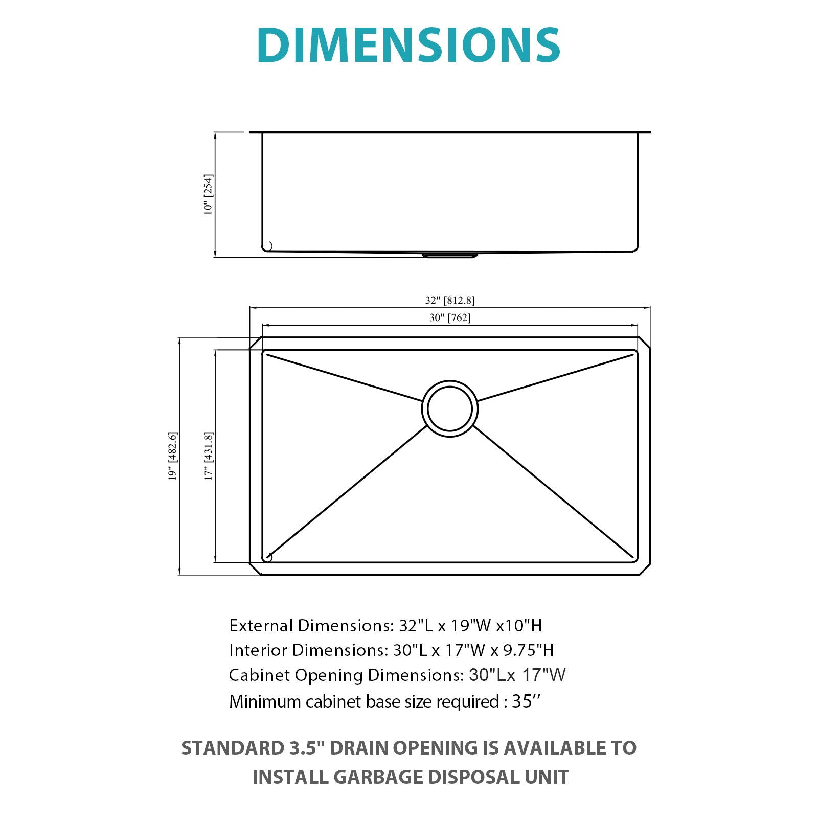 Gold Finish Undermount Stainless Steel Kitchen Sink 32" X 19" 16 Gauge Deep Single Bowl Daily Nest