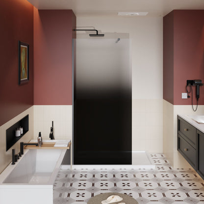 Gradient Shower Door With Handle - Matt Black Daily Nest