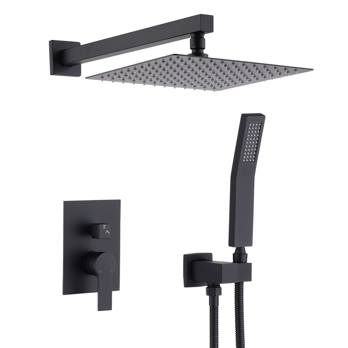12" Ceiling Mount Shower System With Rain Mixer And Handheld Shower Daily Nest