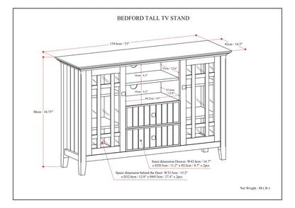 Bedford - Handcrafted Tall TV Media Stand Simpli-Home
