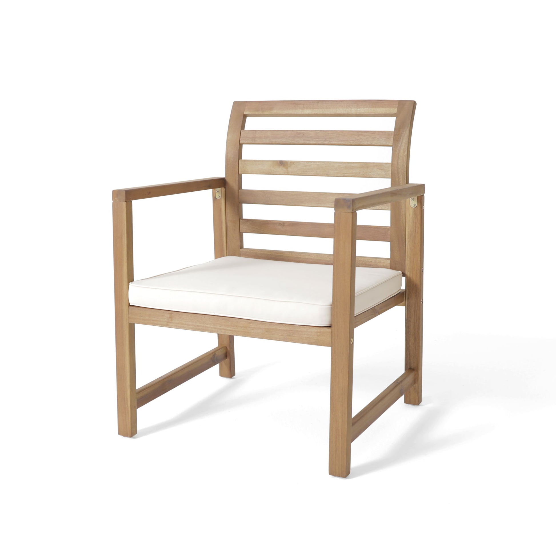 Outdoor Acacia Wood Club Chairs, 2 Pieces Set - Natural Stained / White Noble House