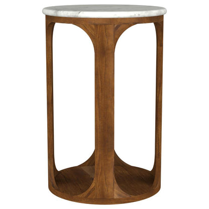 Berkeley - Round Marble Top Side Table - White And Brown Coaster Fine Furniture