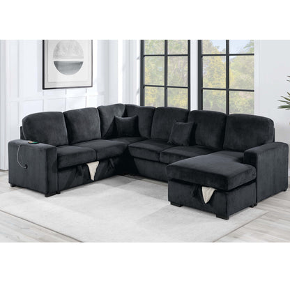 Modern Design Convertible Sectional Storage Bed With USB Port Home Essentials