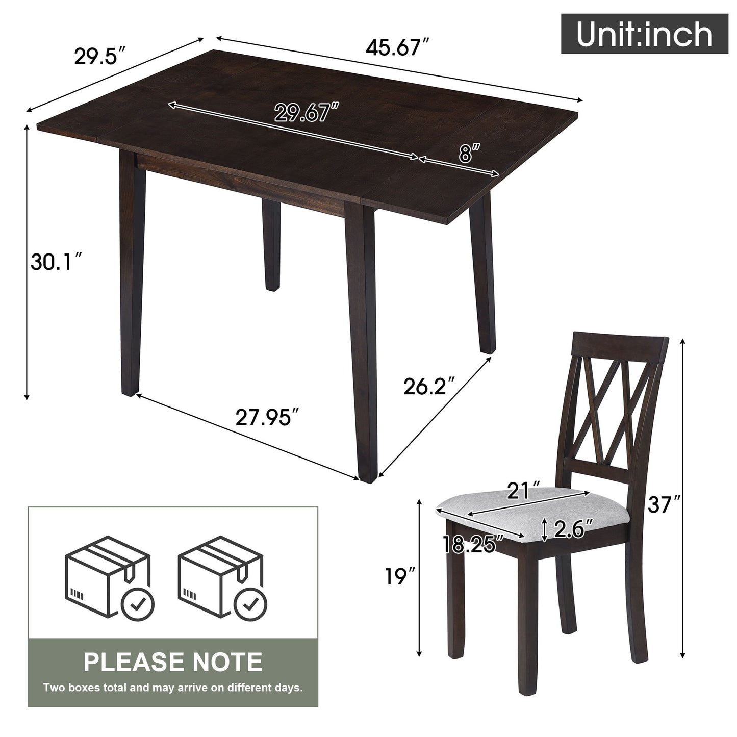 3 Piece Kitchen Dining Set With Drop Leaf Dining Table And 2 Dining Upholstered Chairs, Dining Room Set For Small Places Hearth and Haven