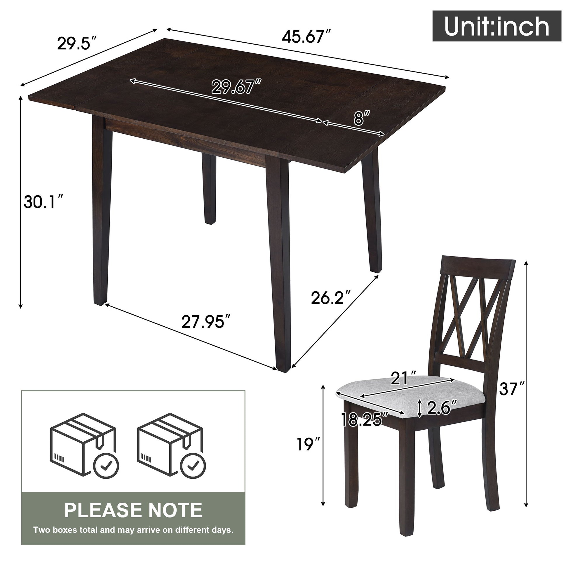 3 Piece Kitchen Dining Set With Drop Leaf Dining Table And 2 Dining Upholstered Chairs, Dining Room Set For Small Places Hearth and Haven