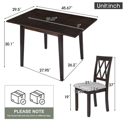 3 Piece Kitchen Dining Set With Drop Leaf Dining Table And 2 Dining Upholstered Chairs, Dining Room Set For Small Places Hearth and Haven