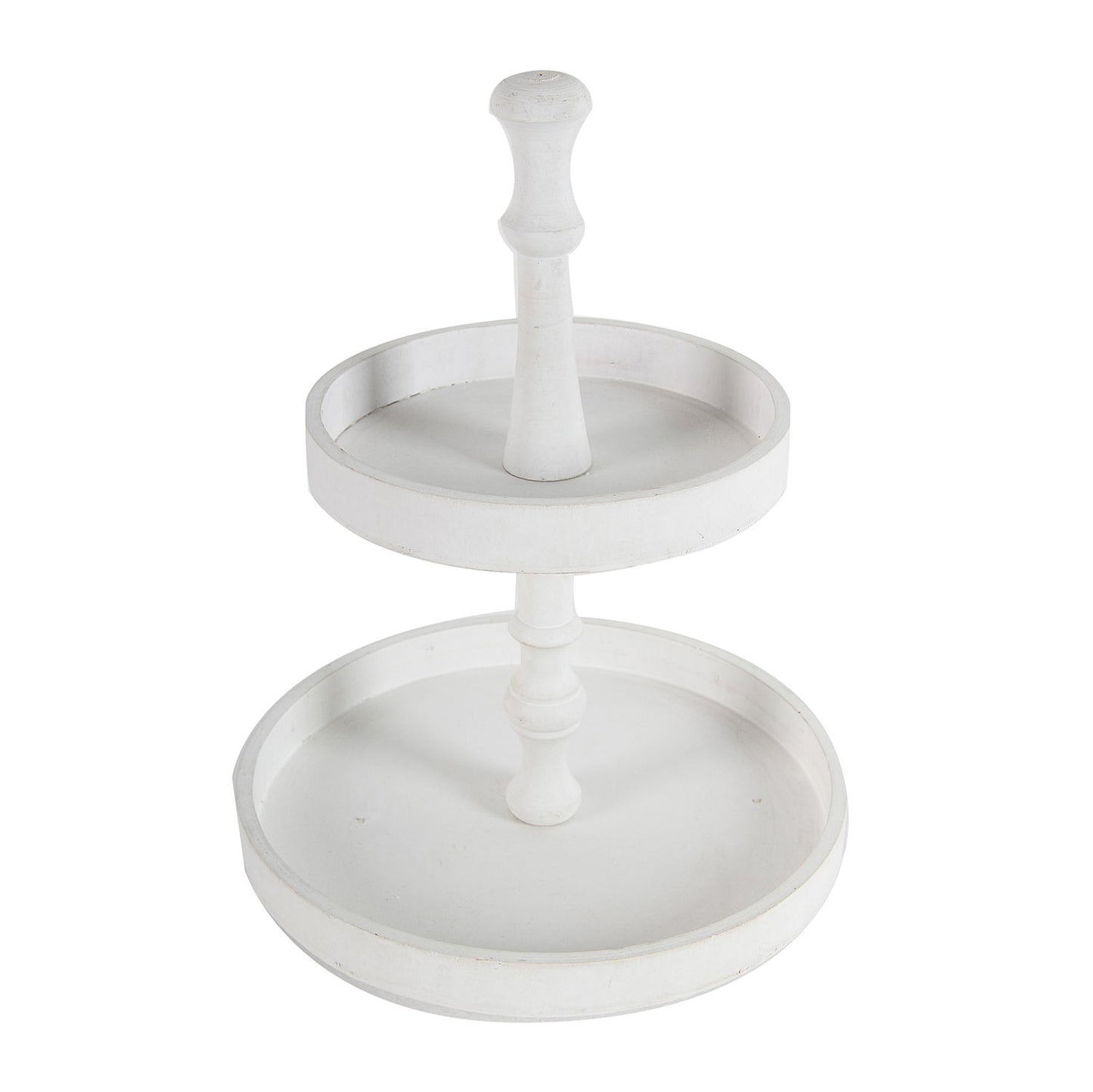 Two Tiered Round Wooden Tray - White Daily Nest