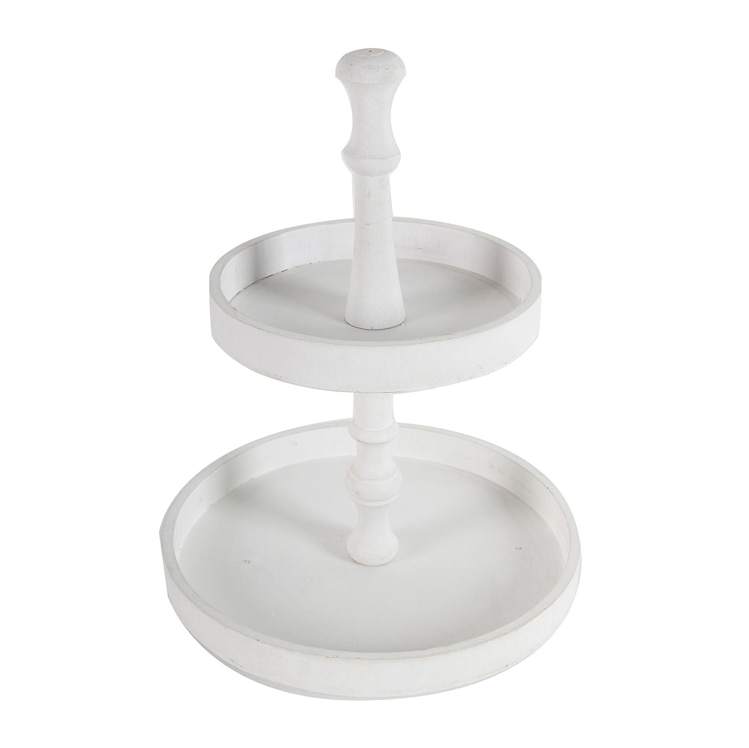 Two Tiered Round Wooden Tray - White Daily Nest