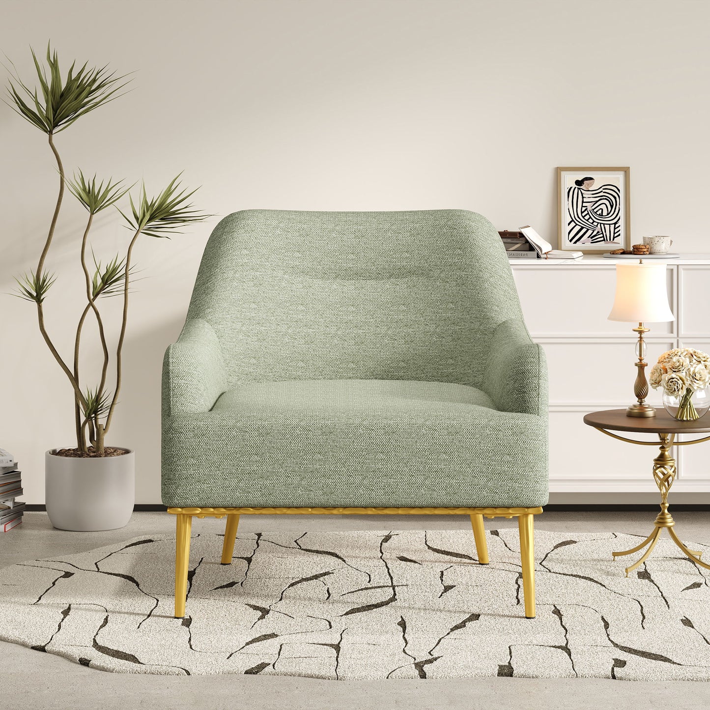 Modern Elegance Accent Chair With Curved Backrest Noble House