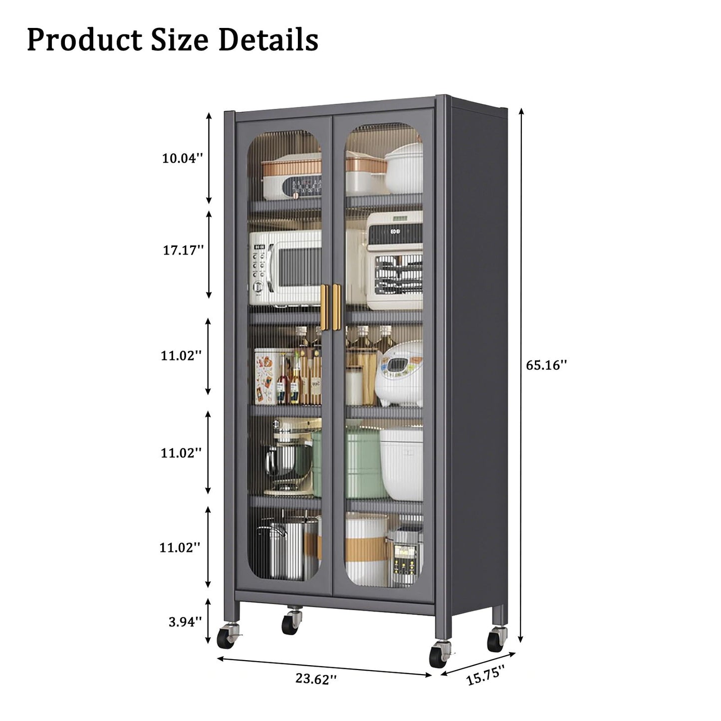 6 Tier Storage Cabinet With Transparent Door, Adjustable Shelves & Wheels Home Essentials