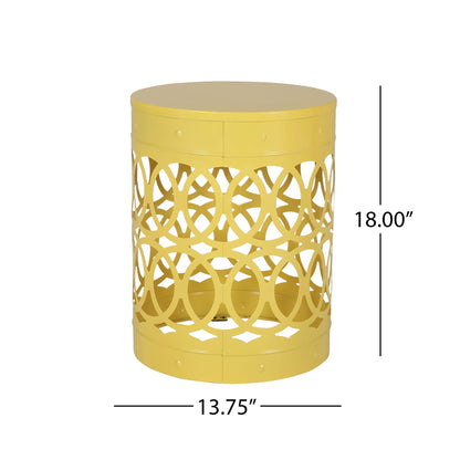 Outdoor Metal Large End Table, Modern Design Noble House