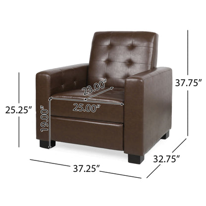 Langseth - Contemporary Tufted Pushback Recliner - Dark Brown Noble House