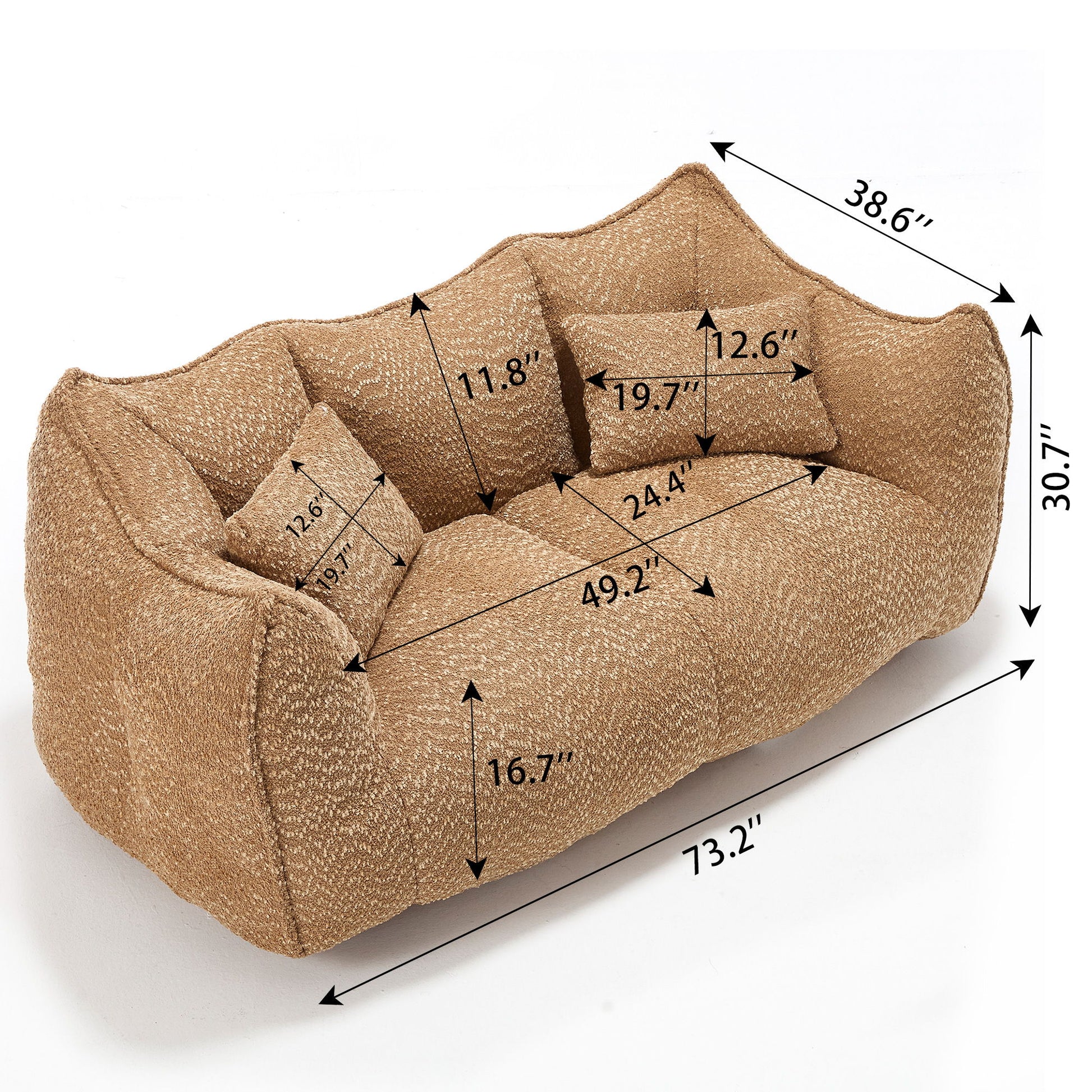 Comfortable Dual Beanbag Chair With High Resilience Foam Core For 2 People Home Essentials