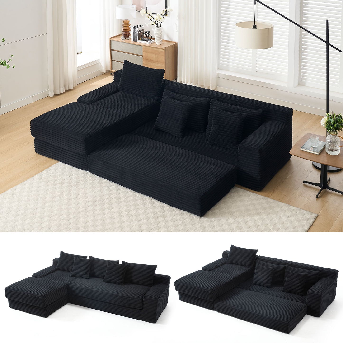 Modern L - Shaped Sectional Couch With Memory Foam Home Essentials