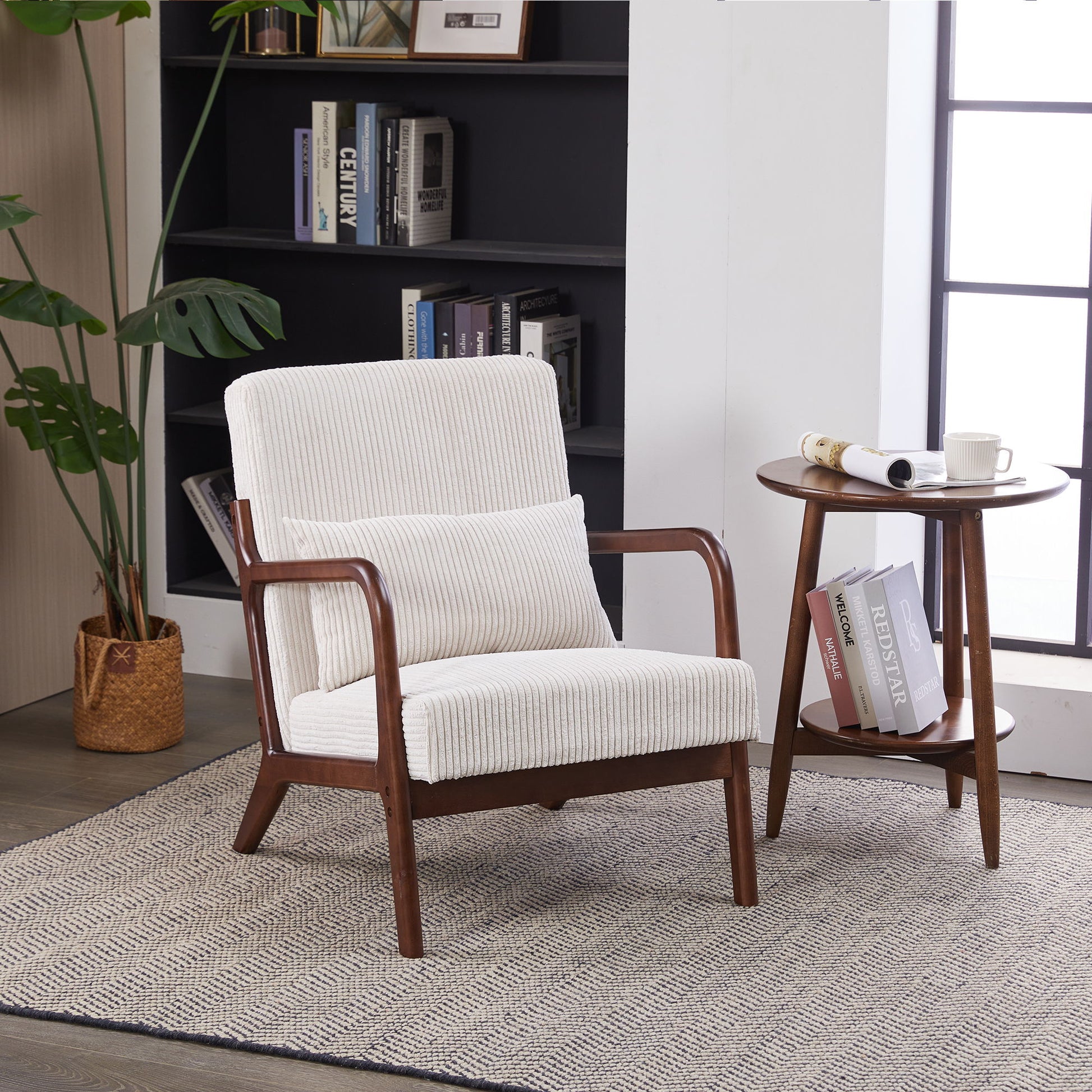 Accent Chair With Pillow And Wood Frame Home Essentials