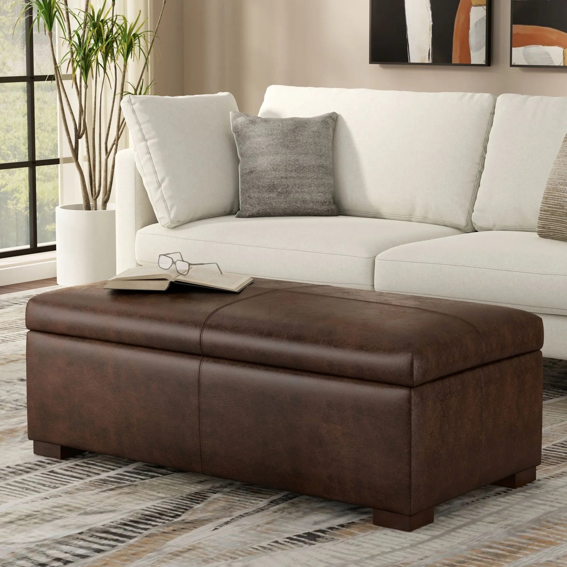 Gabbie - Coffee Table Upholstered Storage Ottoman Simpli-Home