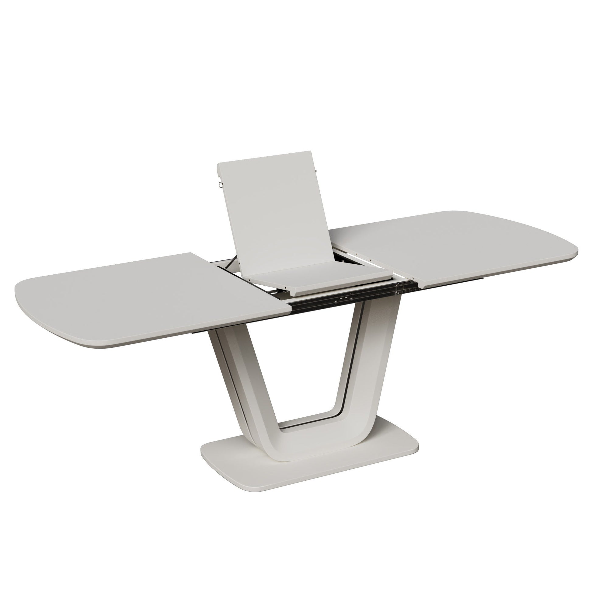 Modern Industrial Style Expandable Dining Table With U Shaped Legs - Antique Gray White Home Essentials
