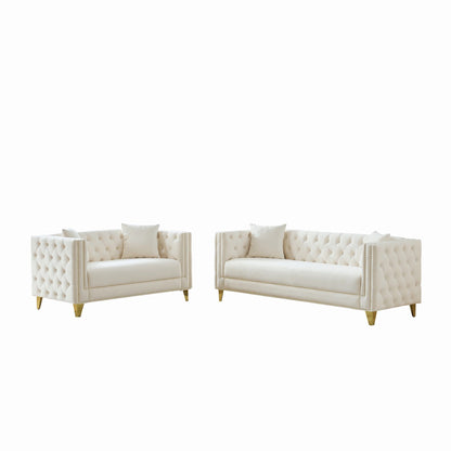 Deep Seat Sofa With Button Nailhead, Square Arm Couches Home Essentials