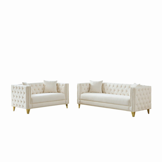Deep Seat Sofa With Button Nailhead, Square Arm Couches Home Essentials