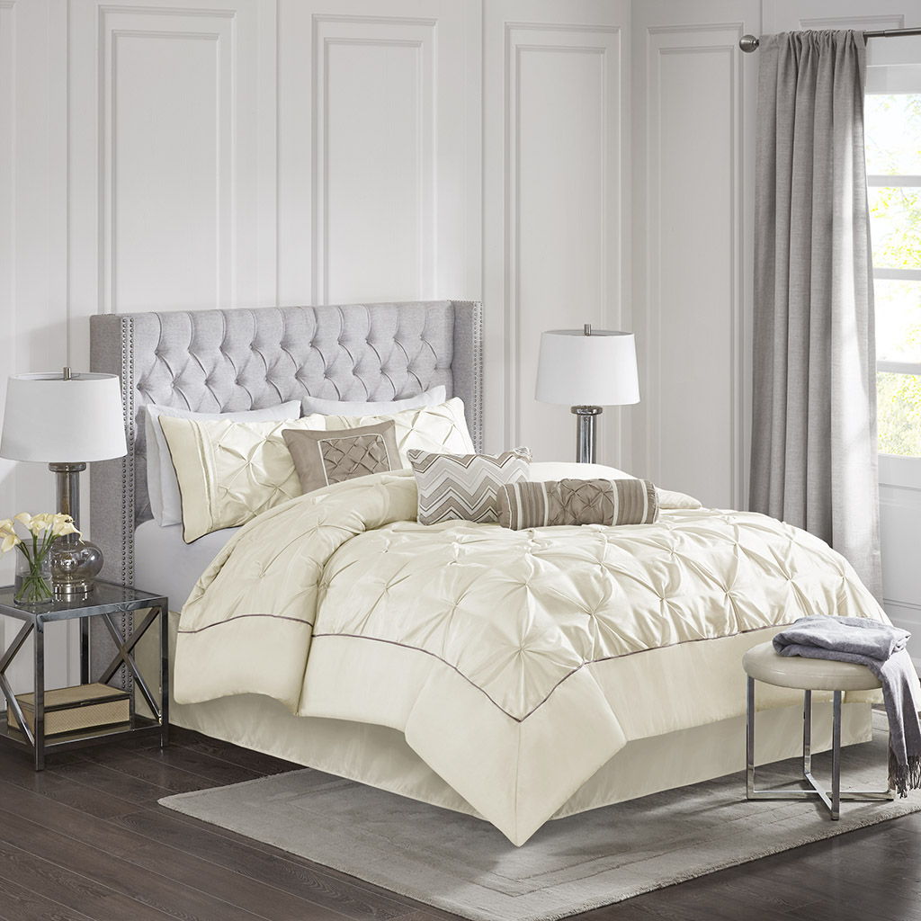 Laurel - California King 7 Piece Tufted Comforter Set - Ivory