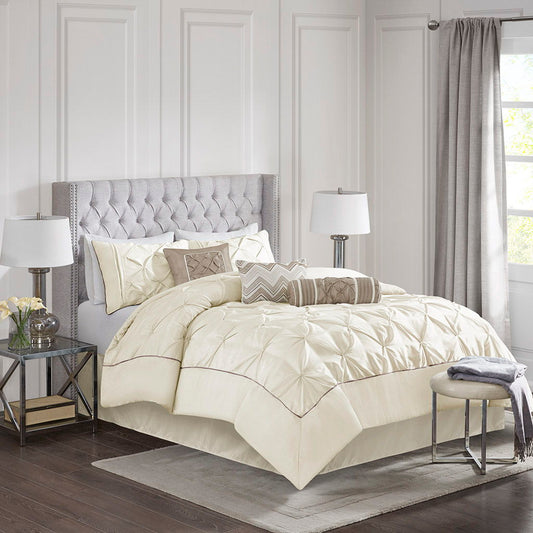 Laurel - California King 7 Piece Tufted Comforter Set - Ivory Madison Park