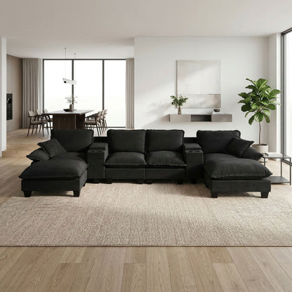 Modular Cloud Couch Sofa With Cup Holders & Storage, USB Port Home Essentials