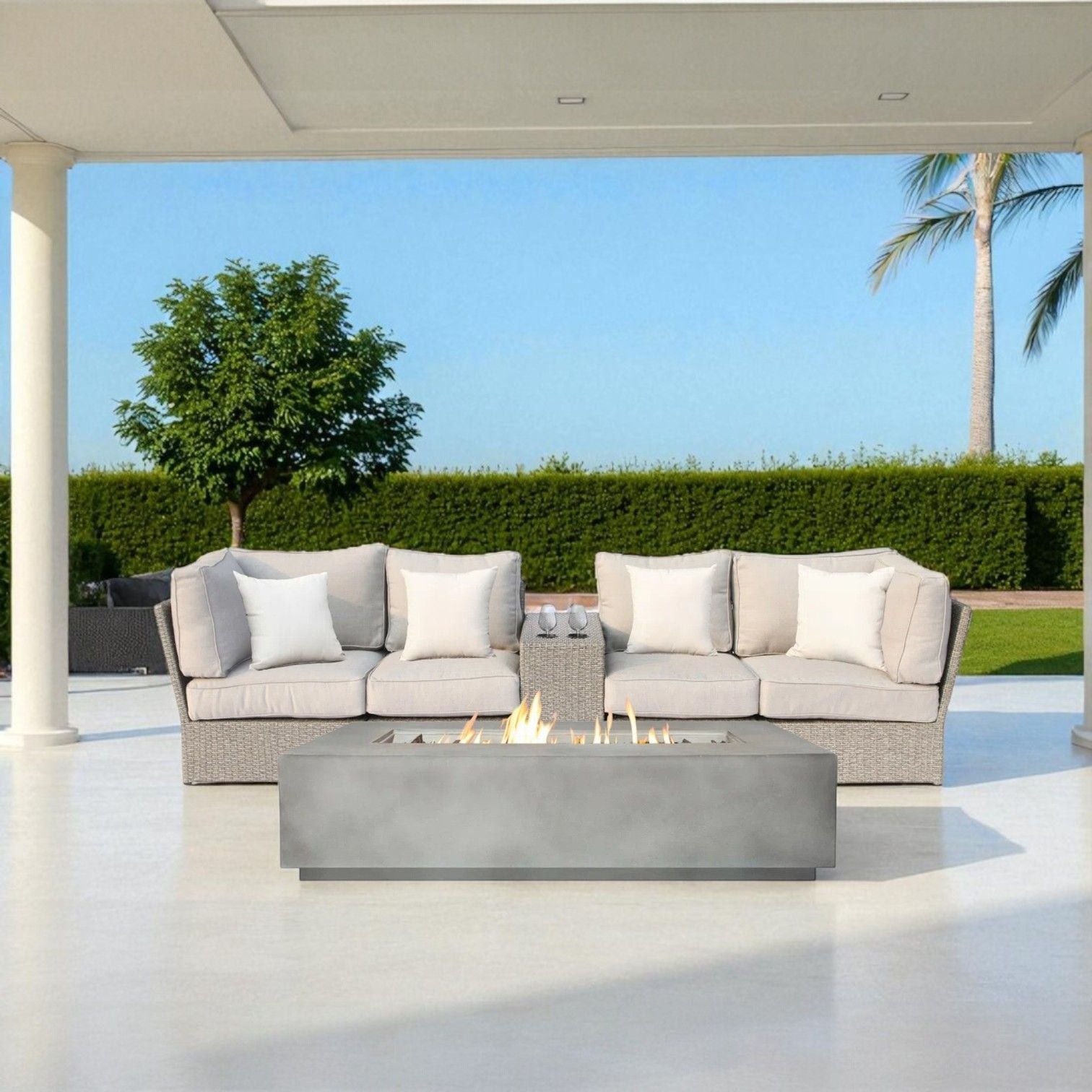 Outdoor Elegance Conversation Set With Fire Pit LSI Patio Furniture