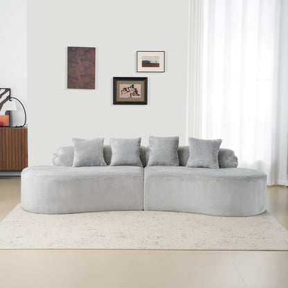 Modern Curved Sofa With Pillows Home Essentials