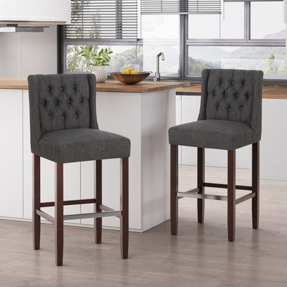 Solstara - Upholstered Dining Barstool With Button Tufted And Wing Back Noble House
