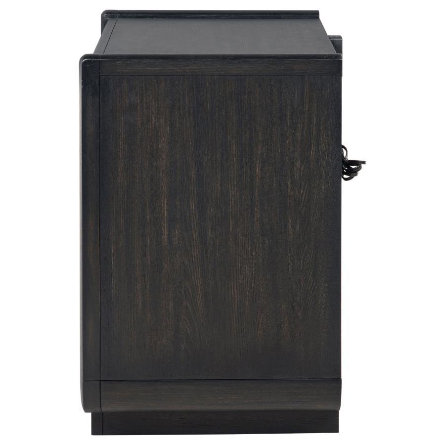 Leandro - 2-Drawer LED Nightstand With USB - Burnished Black Coaster Fine Furniture