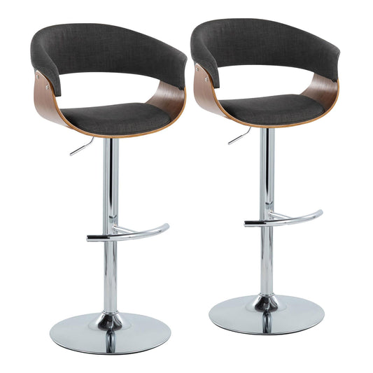 Vintage Mod - Mid Century Modern Adjustable Height Barstool With Swivel With Rounded T Footrest (Set of 2) Lumi Source