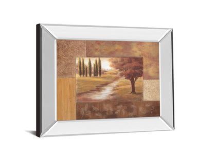 Peaceful Stream Il By Vivian Flasch - Mirror Framed Print Wall Art - Dark Brown