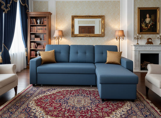 Convertible L Shaped Sectional Sleeper Sofa Bed, Saving Pull Out Couch US Pride