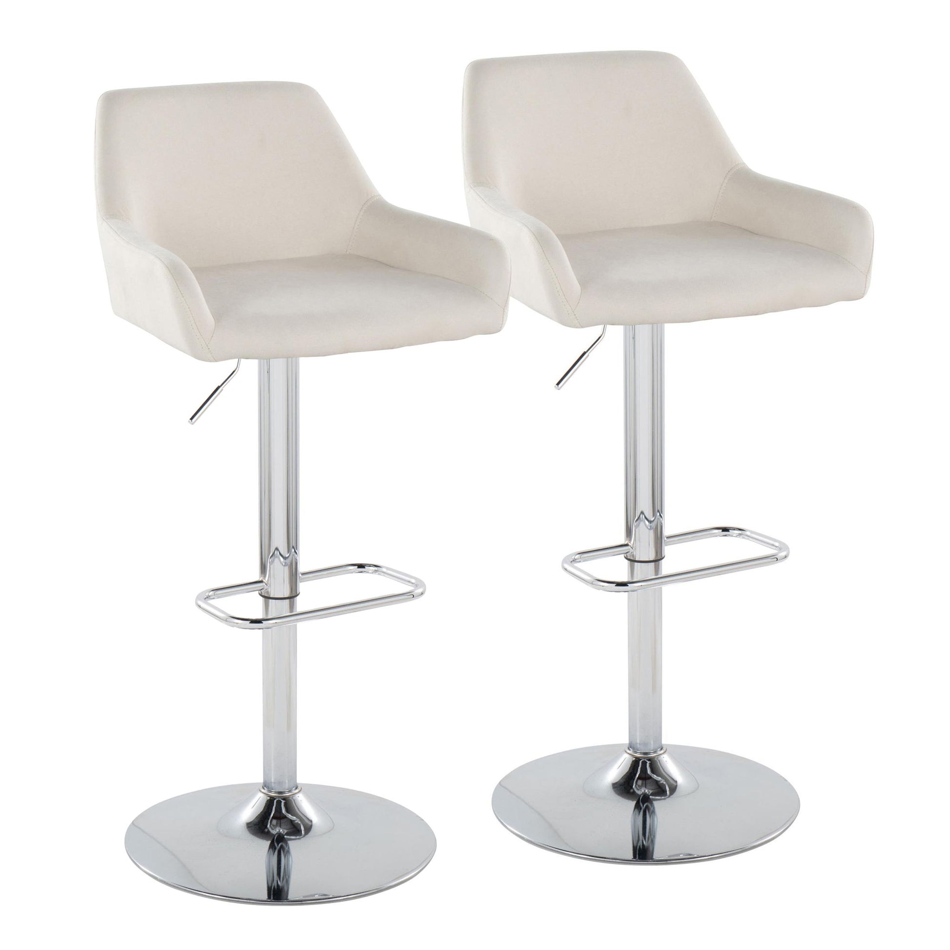 Daniella - Contemporary Adjustable Barstool With Swivel With Rounded Rectangle Footrest (Set of 2) Lumi Source