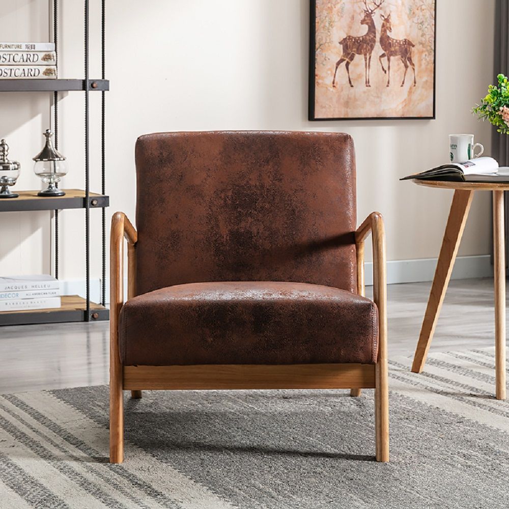 Classic Mid-Century Modern Accent Chairs, Open Framed Armchair With Cushioning US Pride