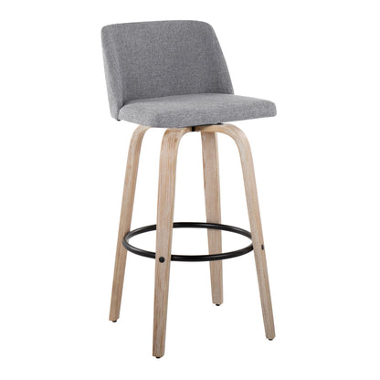 Toriano - Mid-Century Modern Fixed Height BarStool With Round Footrest (Set of 2) Lumi Source