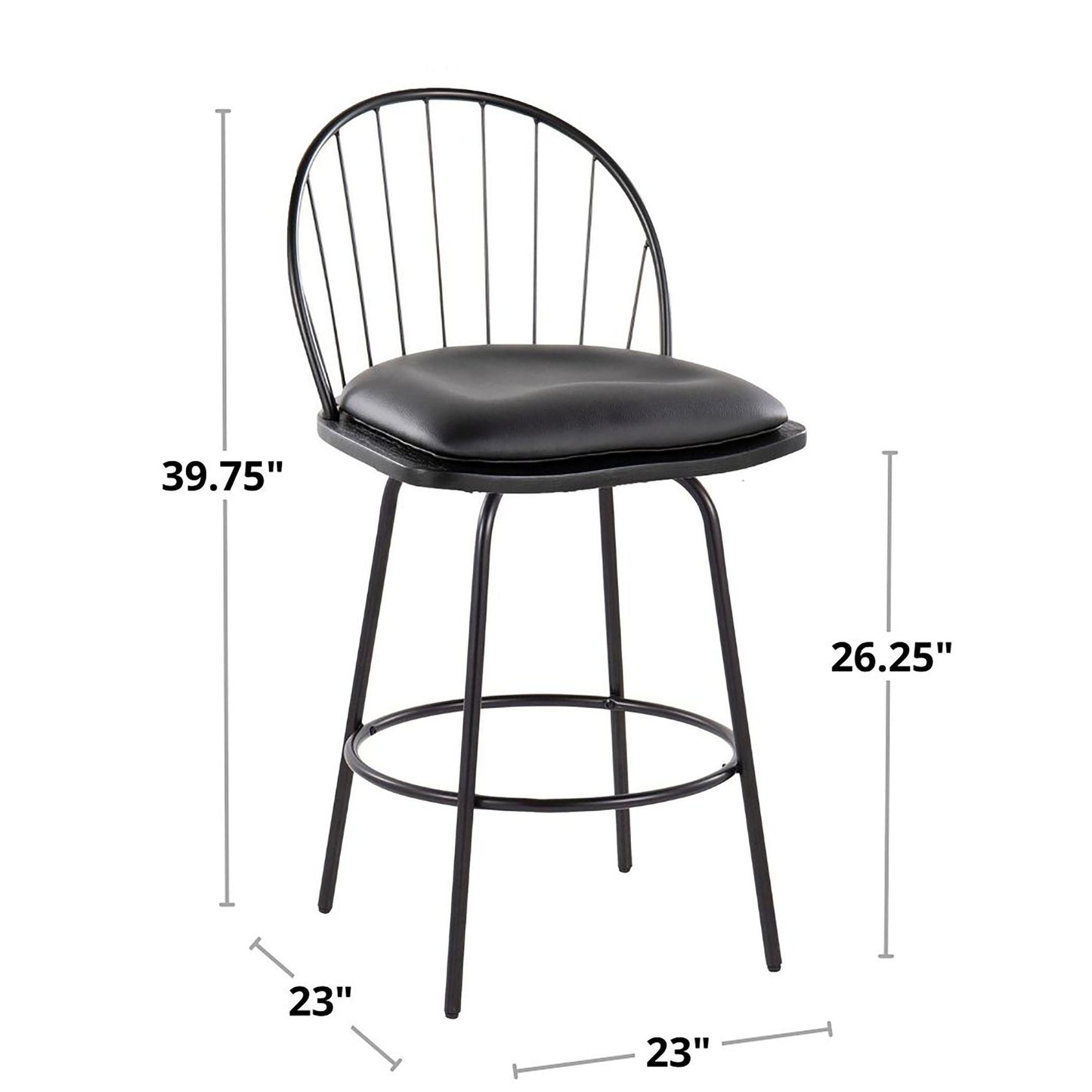 Riley - Claire Farmhouse Fixed Height Counter Stool With Swivel With Round Footrest (Set of 2) Lumi Source
