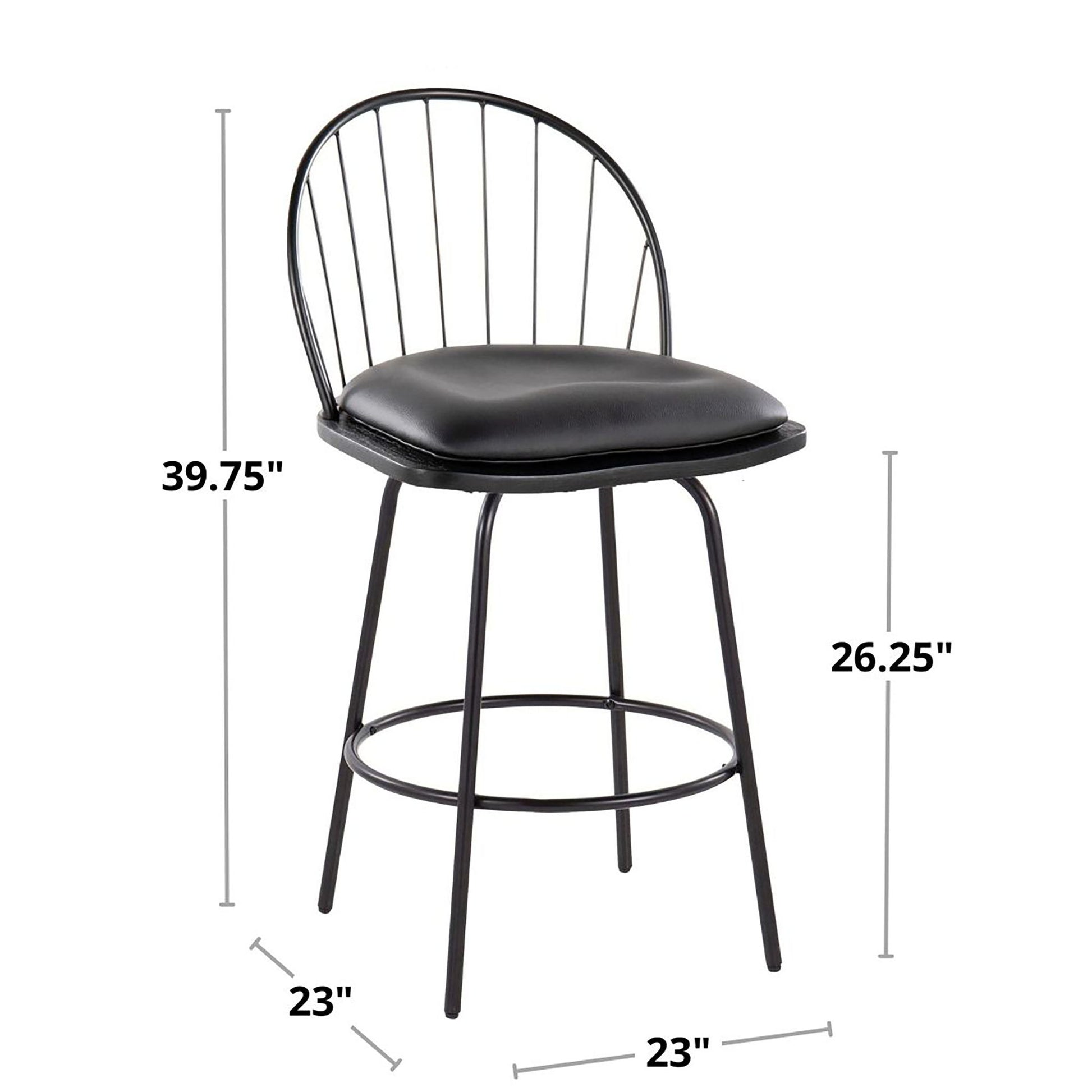 Riley - Claire Farmhouse Fixed Height Counter Stool With Swivel With Round Footrest (Set of 2) Lumi Source