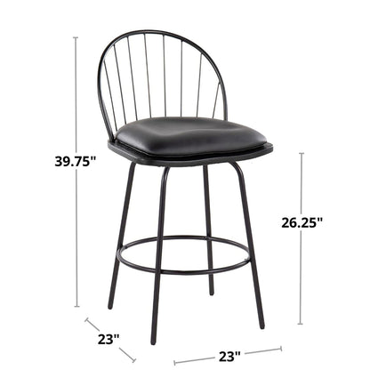 Riley - Claire Farmhouse Fixed Height Counter Stool With Swivel With Round Footrest (Set of 2) Lumi Source