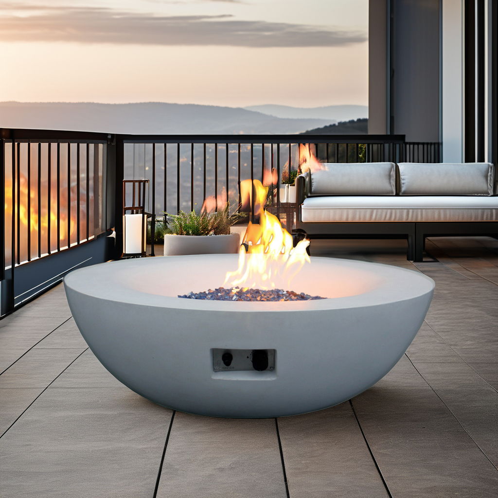 Outdoor Concrete Propane Gas Fire Pit Bowl Home Essentials