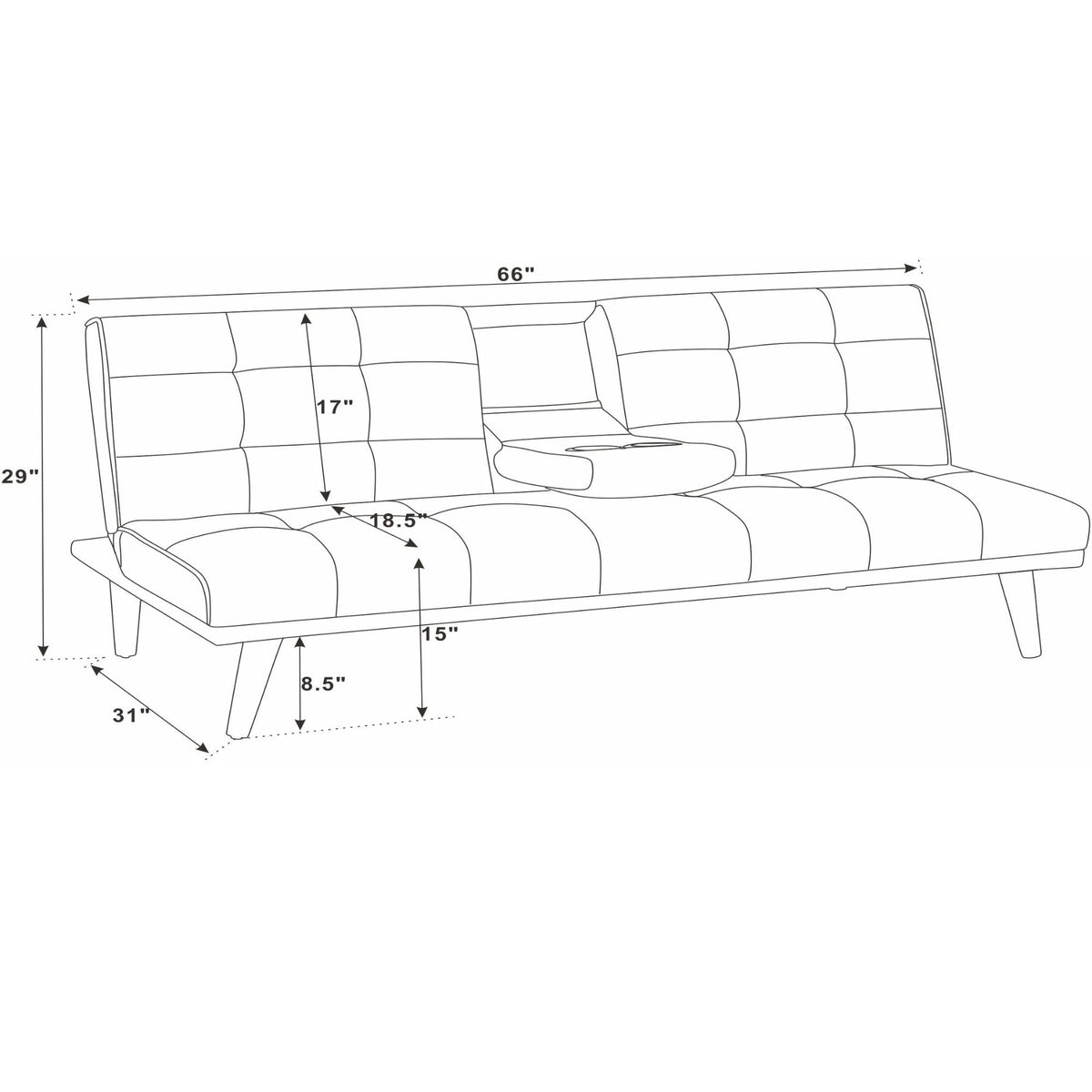 Tufted Convertible Sofa With Cup Holders - Brown Home Essentials