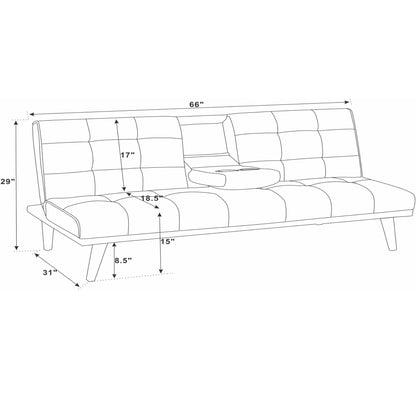 Tufted Convertible Sofa With Cup Holders - Brown Home Essentials