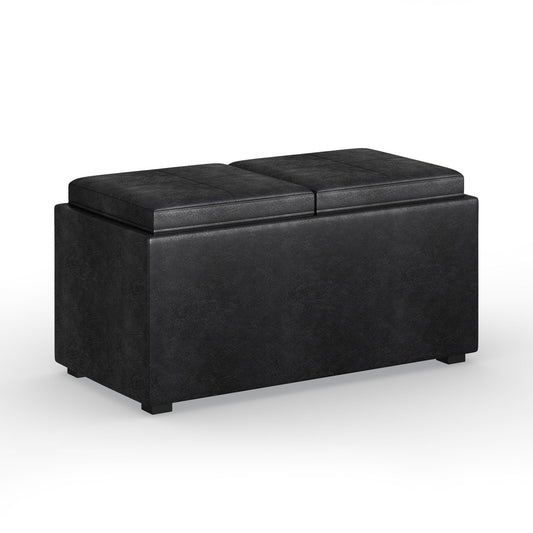 Avalon - 5 Piece Storage Ottoman - Distressed Black Simpli-Home