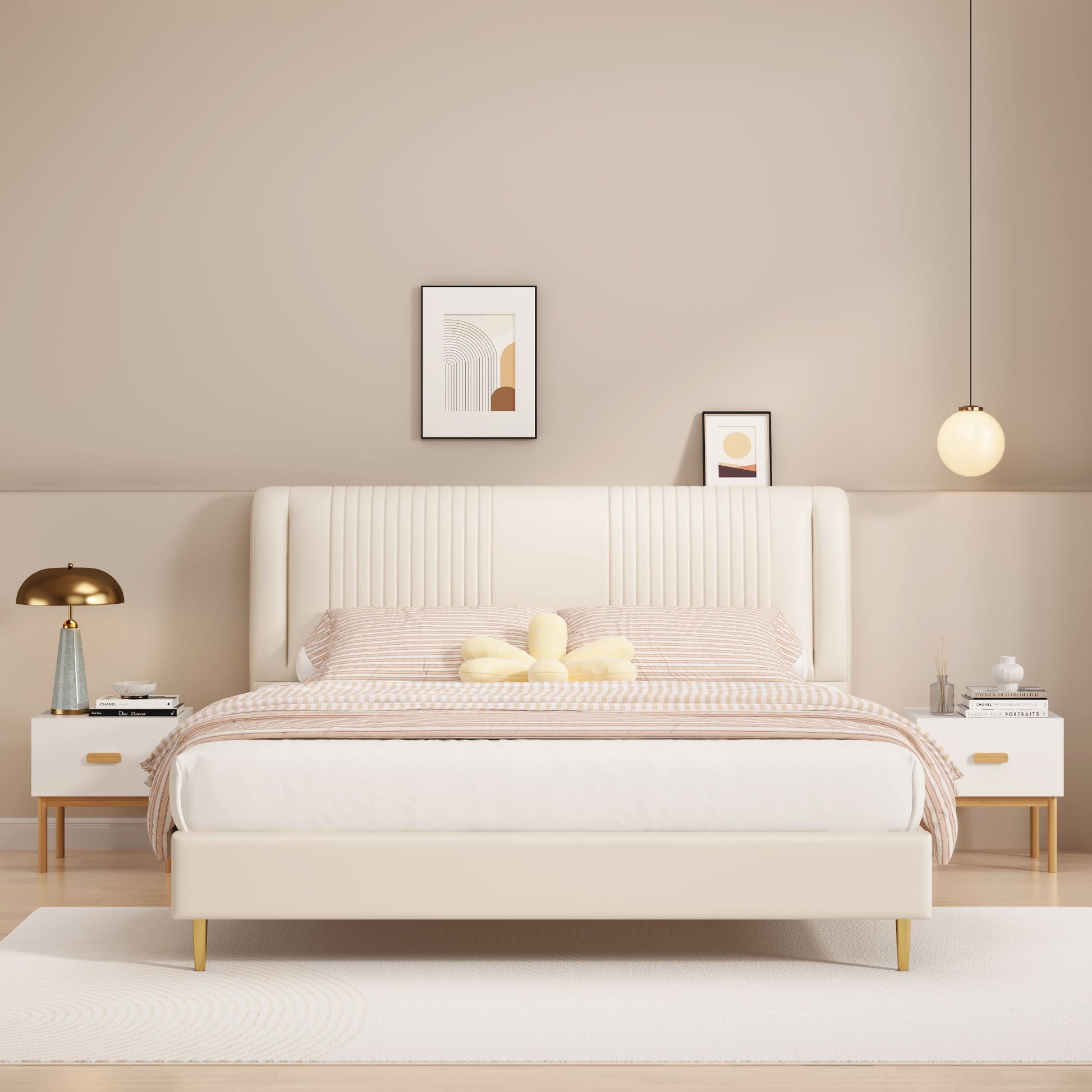 Nightstand With Drawer, Minimalist Bedside Table With Handle For Bedroom - White Home Essentials