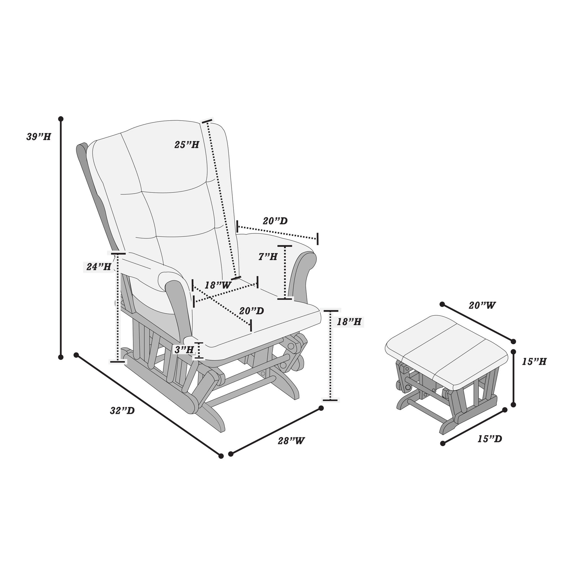 Upholstered Glider Chair With Ottoman Home Essentials