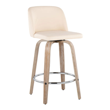 Toriano - Modern Design Fixed Height Counter Stool With Swivel With Round Footrest (Set of 2) Lumi Source